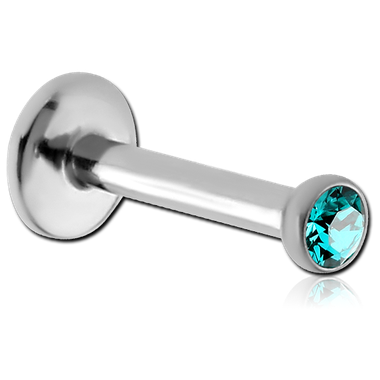 16G TITANIUM INTERNALLY THREADED JEWELED LABRET - 2MM BEZEL