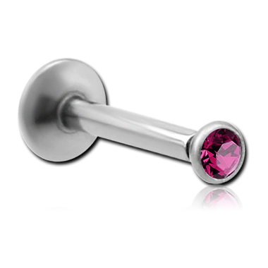 16G TITANIUM INTERNALLY THREADED JEWELED LABRET - 2MM BEZEL