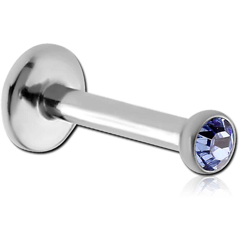 16G SURGICAL STEEL INTERNALLY THREADED JEWELED LABRET - 2MM BEZEL