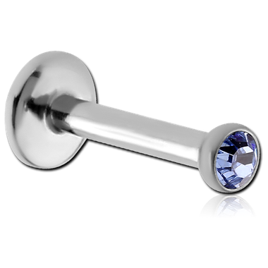 16G TITANIUM INTERNALLY THREADED JEWELED LABRET - 2MM BEZEL