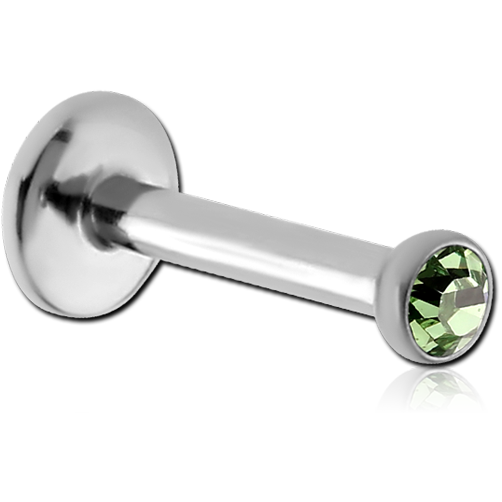 16G SURGICAL STEEL INTERNALLY THREADED JEWELED LABRET - 2MM BEZEL