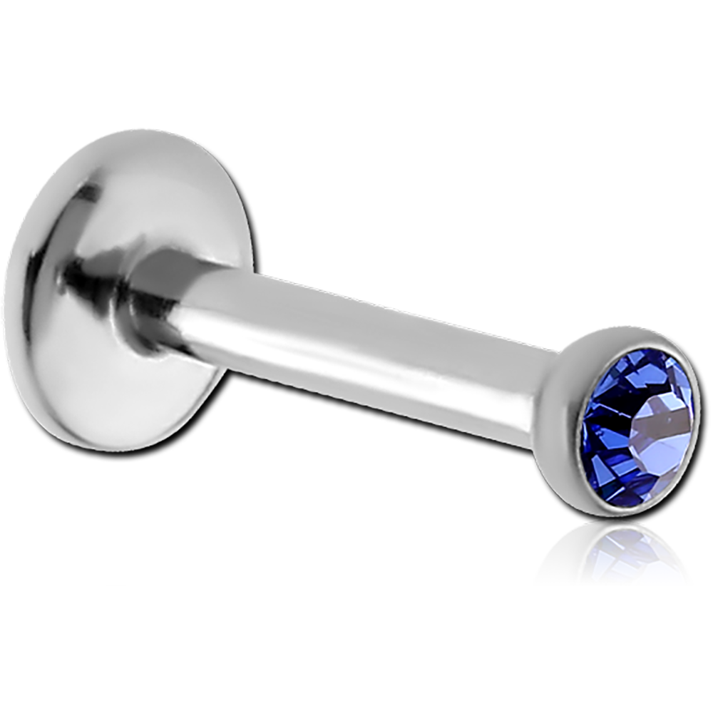 16G SURGICAL STEEL INTERNALLY THREADED JEWELED LABRET - 2MM BEZEL