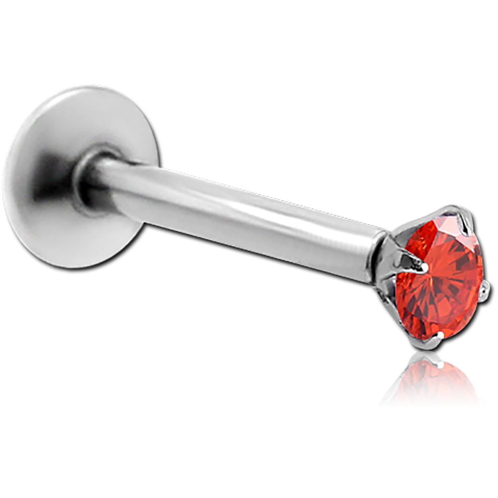 16G SURGICAL STEEL INTERNALLY THREADED JEWELED LABRET - 2MM PRONG