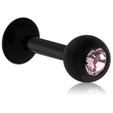 14G BLACK PVD COATED SURGICAL STEEL JEWELED LABRET