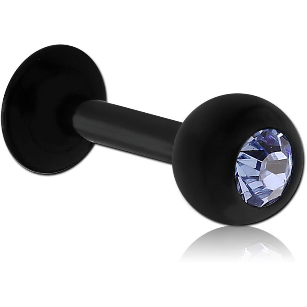 14G BLACK PVD COATED SURGICAL STEEL JEWELED LABRET