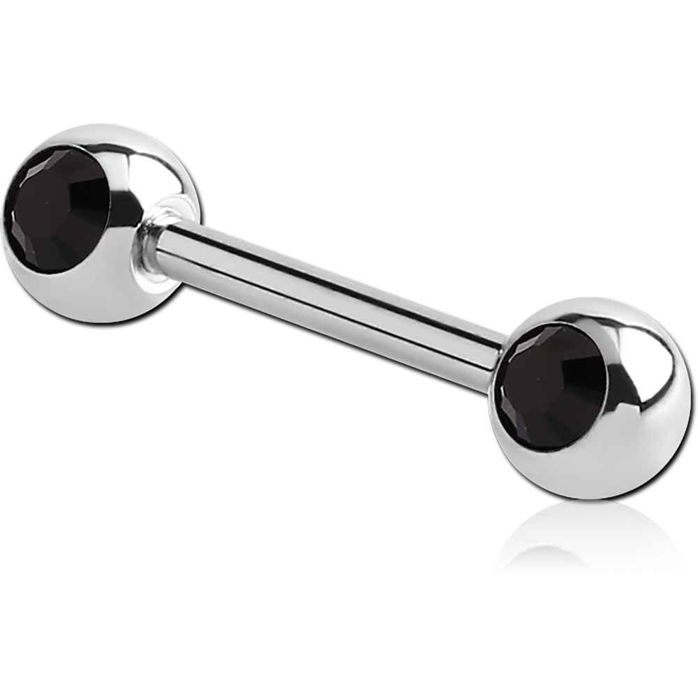 14G SURGICAL STEEL JEWELED NIPPLE BARBELL