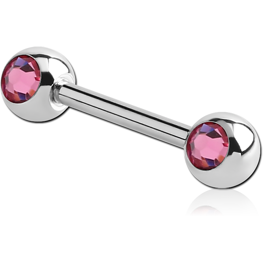 14G SURGICAL STEEL JEWELED NIPPLE BARBELL