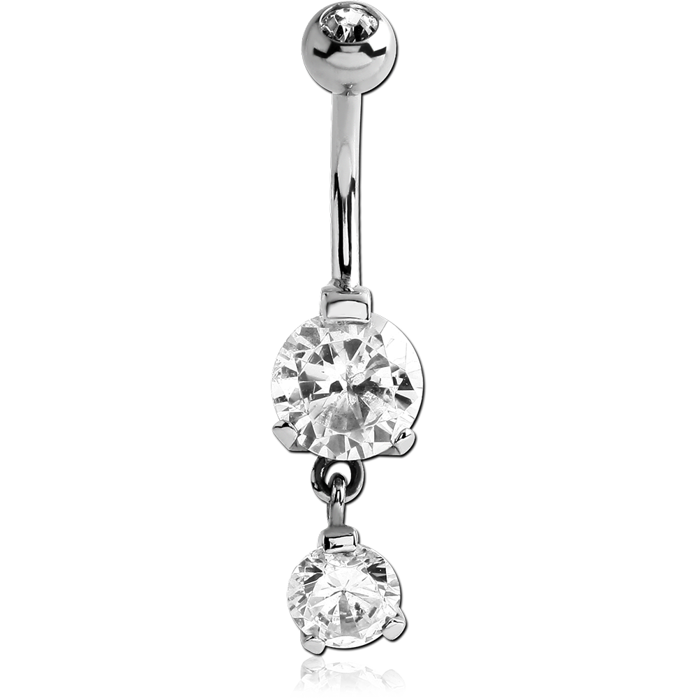 14G SURGICAL STEEL JEWELED DANGLE BELLY RING