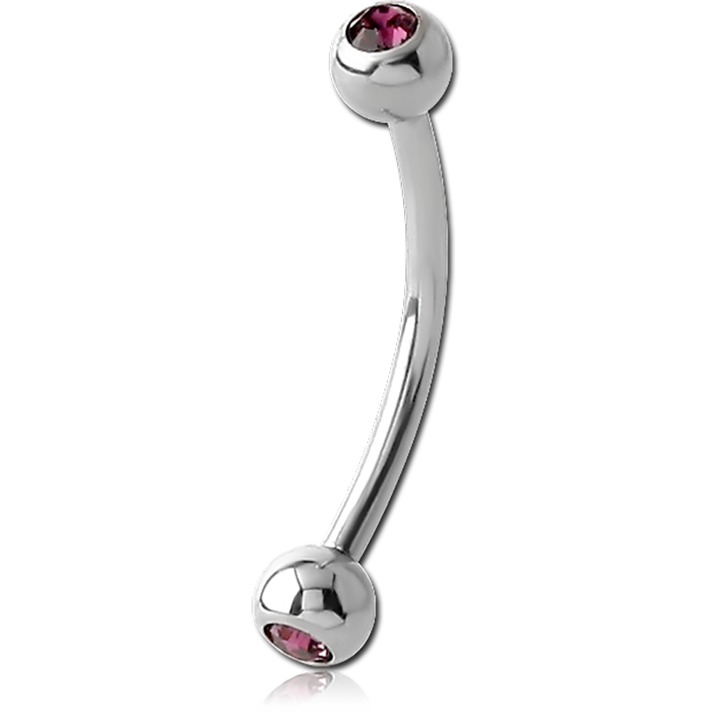 16G SURGICAL STEEL TOP JEWELED CURVED BARBELL