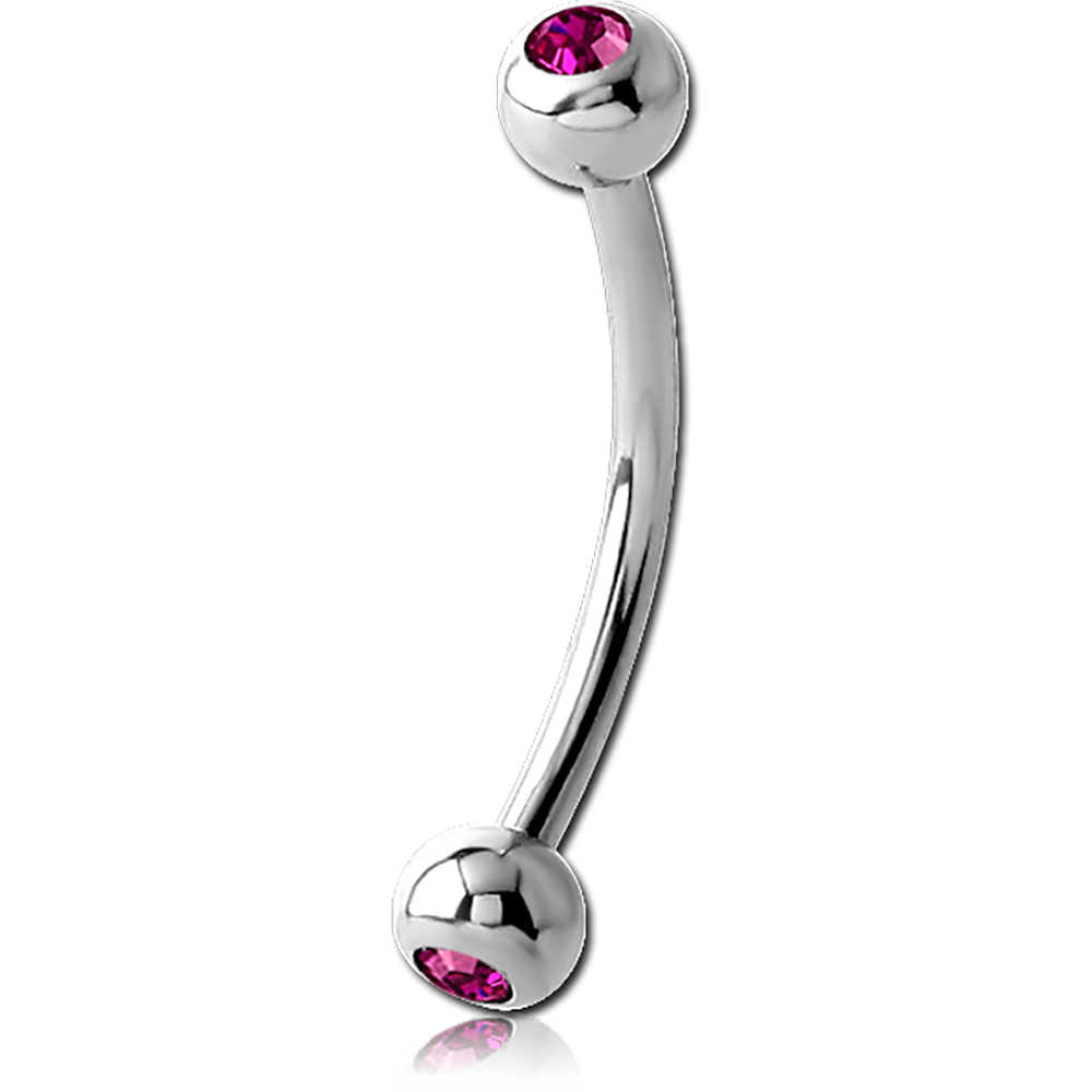 16G SURGICAL STEEL TOP JEWELED CURVED BARBELL