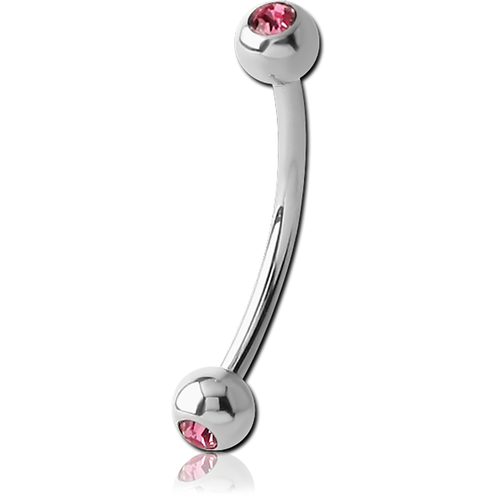 16G SURGICAL STEEL TOP JEWELED CURVED BARBELL