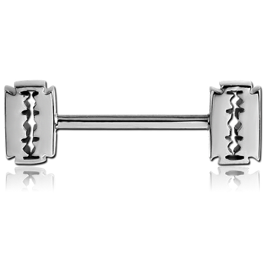 14G SURGICAL STEEL NIPPLE BARBELL - BLADES