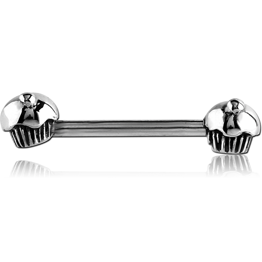 14G SURGICAL STEEL NIPPLE BARBELL - CUPCAKES