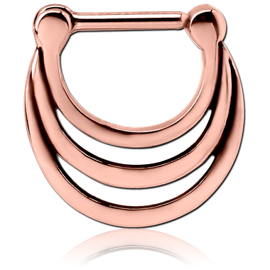 ROSE GOLD PVD COATED SURGICAL STEEL CLICKER RING - TRIPLE DRAPE