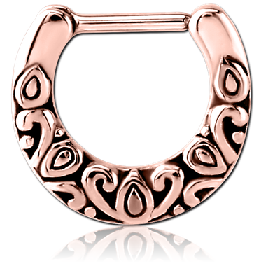 ROSE GOLD PVD COATED SURGICAL STEEL CLICKER RING - FILIGREE