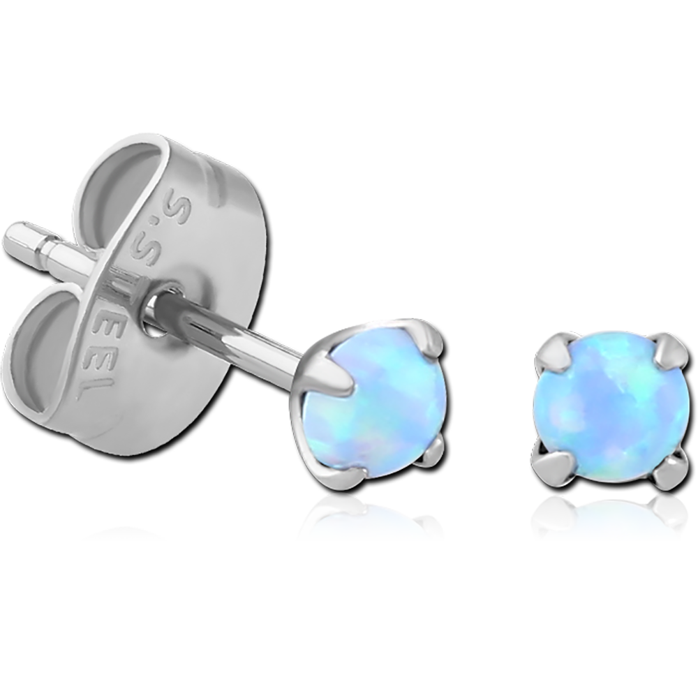 SURGICAL STEEL EAR STUDS - ROUND OPAL